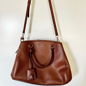 Stylish Coach Margot Carryall Satchel in tan refined pebble leather